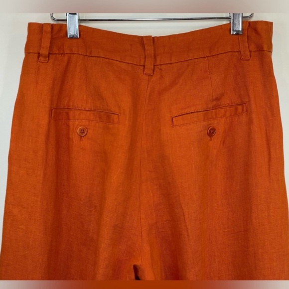 NWT Madewell The Harlow Wide-Leg Pant in 100% Linen Dark Copper Trouser Size 6 - Picture 8 of 12